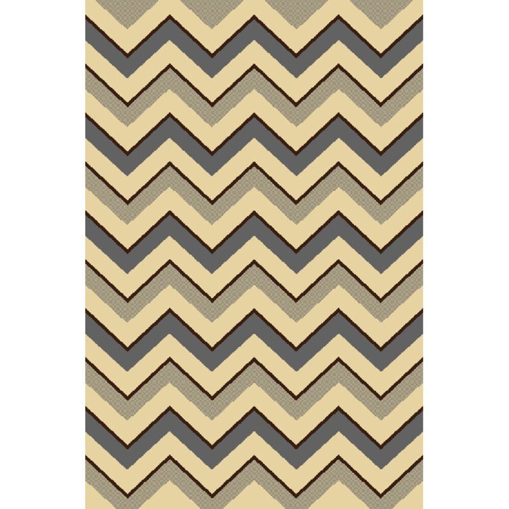 Modern Gray Ivory Area Rug 2x4 Oval Striped Multi Carpet - Actual Size 2'7"x4'2"